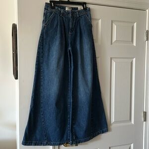 Wide Leg Blue Denim Jeans